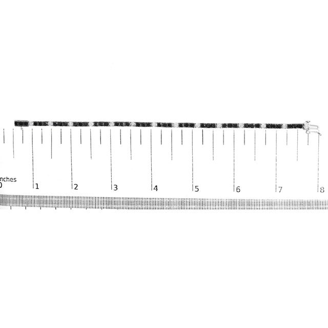 Early 21st Century .925 Sterling Silver 6.0 Cttw Black and White Diamond Tennis Bracelet (I-J Color, I2-I3 Clarity) - 7.25" Inches For Sale - Image 5 of 5