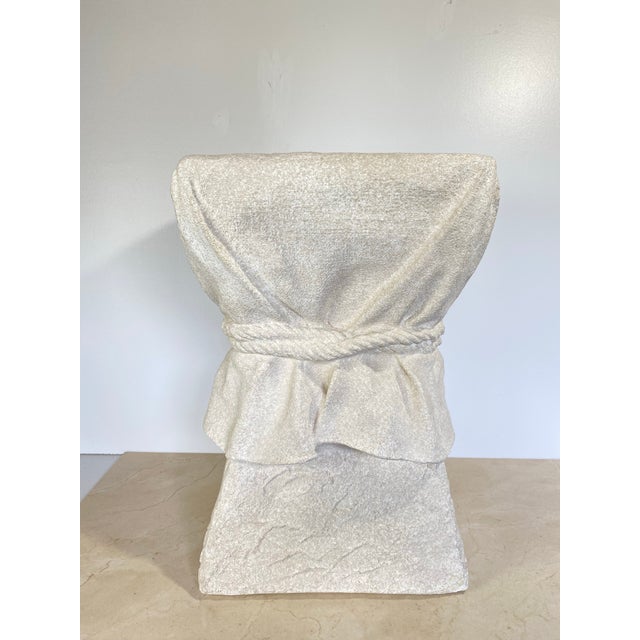 Late 20th Century John Dickinson Style Plaster Faux Bois Draped Rope and Tassel Side Table For Sale - Image 4 of 11
