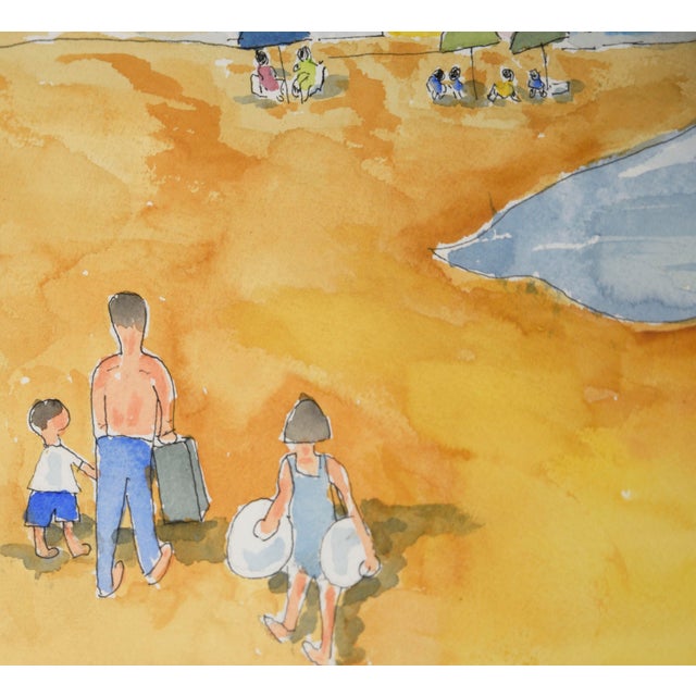 Modern Capitola Beach, California - Original Watercolor on Paper by Ken L Stephens For Sale - Image 3 of 7
