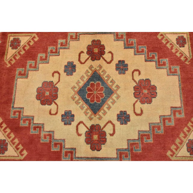 Kazak Rug 8’5” X 11’8” Red Wool Tribal Hand-Knotted Oriental Carpet For Sale In Philadelphia - Image 6 of 15