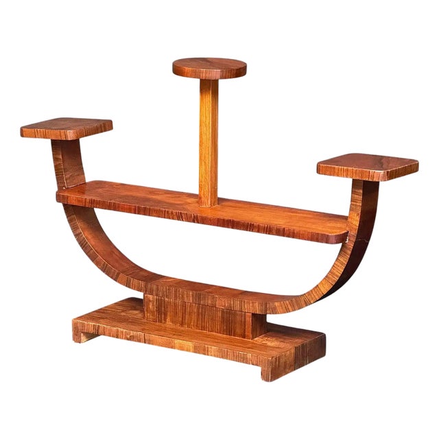 Art Deco Plant Stand or Etagere of Figured Walnut From Italy For Sale