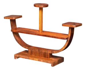 Art Deco Plant Stand or Etagere of Figured Walnut From Italy