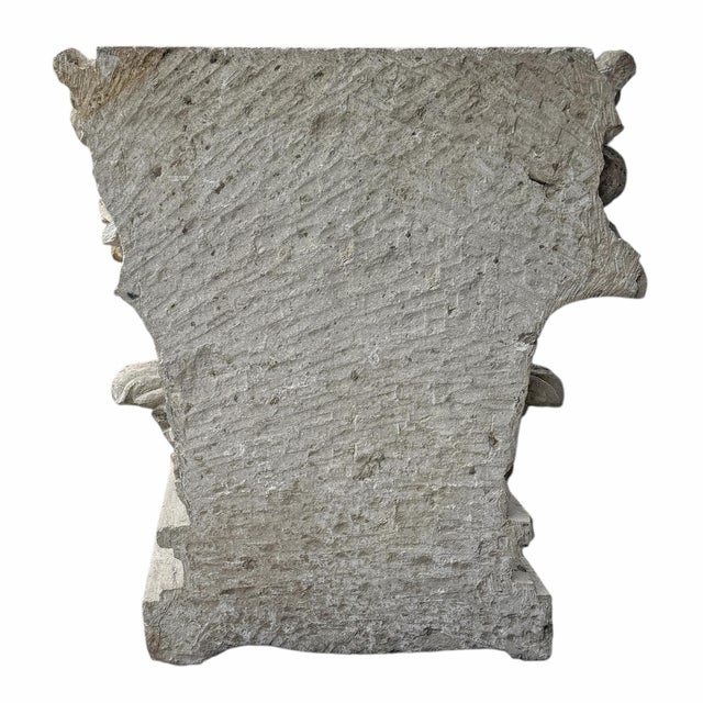 Carved Limestone Corinthian Pilaster Capital Console Table For Sale - Image 12 of 12