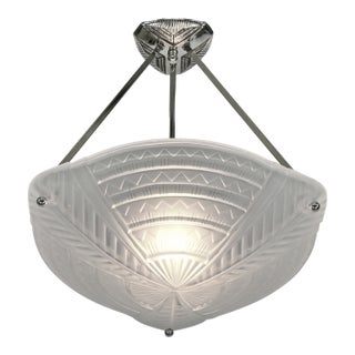 1930s Noverdy French Art Deco Pendant Light - 3 Available For Sale