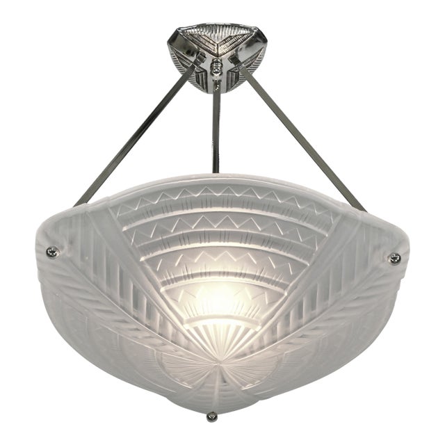 1930s Noverdy French Art Deco Pendant Light - 3 Available For Sale