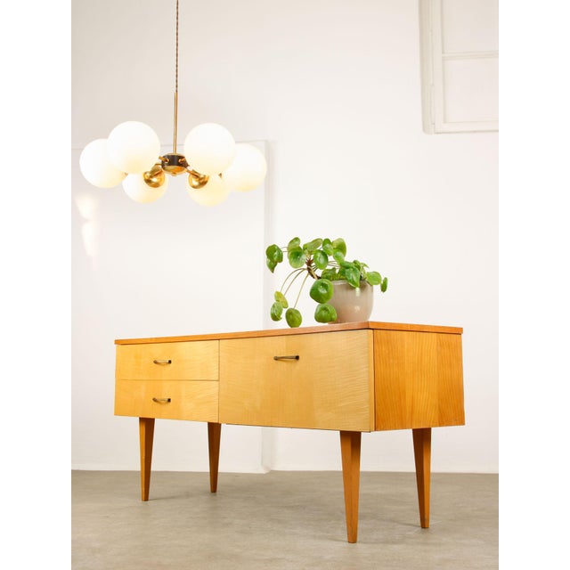 Vintage Italian Six-Arm Sputnik Chandelier with Opaline Shades For Sale - Image 5 of 18