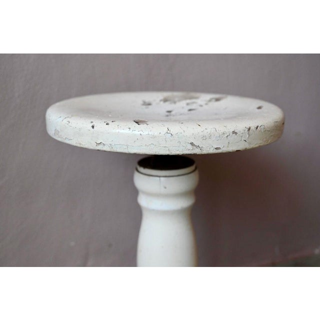 Rustic Bohemian White Piano Stool in Patinated Wood For Sale - Image 3 of 10