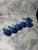 Fun, whimsical spherical blue glazed pottery drawer or cabinet pulls. Excellent condition and great heavyweight hand feel.