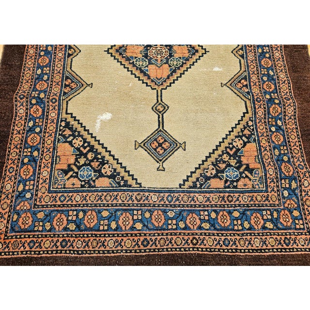 Antique Persian Serab Area Rug, Hand-Knotted Wool, Geometric Medallion Pattern, Camel Hair & Brown, 4x5 For Sale - Image 13 of 18