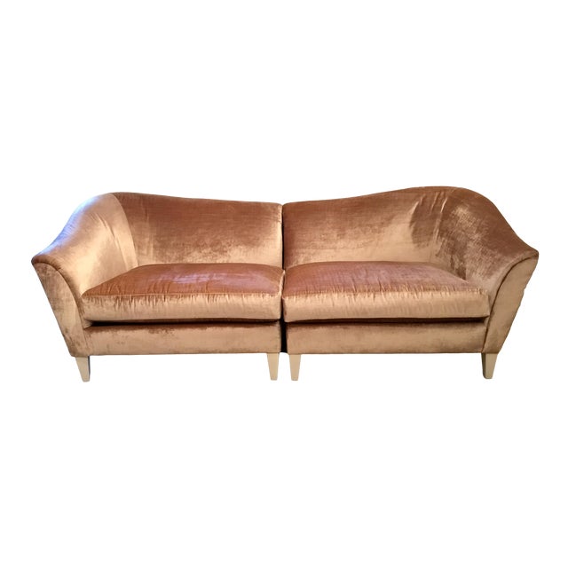 Caracole Modern Blush Velvet Two Piece Sofa Chairish