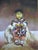 From China, a folk art portrait of a child, oil on canvas, painting, with incredible color contrast. Originally was...