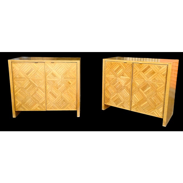 Mid-Century Modern Pair of Mid-Century Parquetry Cabinets/Servers For Sale - Image 3 of 12