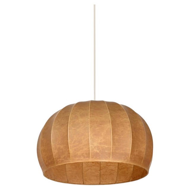 Large Round Beige Cocoon Pendant by Achille Castiglioni for Hille, Italy, 1960s For Sale - Image 15 of 15