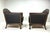 Pair of Swedish Lounge Chairs by G. H. Wrange. 1930’s. Carved Mahogany.