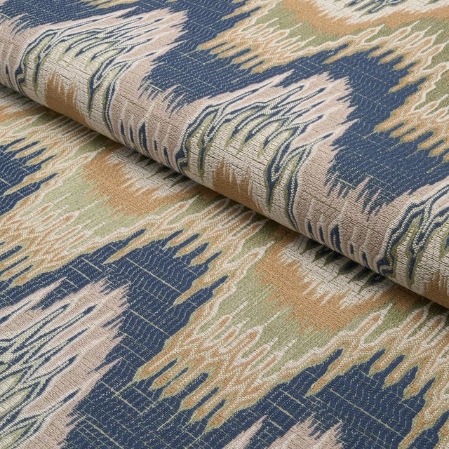 Schumacher Sample - Schumacher Elio Flamestitch Fabric In Indigo For Sale - Image 4 of 6