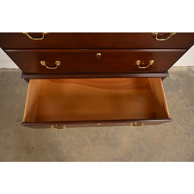Brown Harden Furniture Georgian Solid Mahogany Triple Chest-on-Chest Highboy Dresser For Sale - Image 8 of 17
