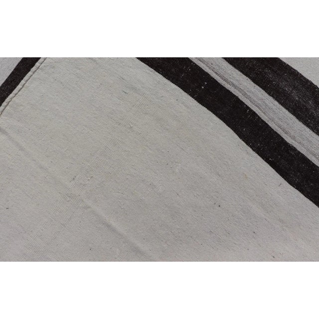 Textile Minimalist Design Off White and Brown Colored Vintage Turkish Kilim Rug 5'7 X 9'1 For Sale - Image 7 of 7