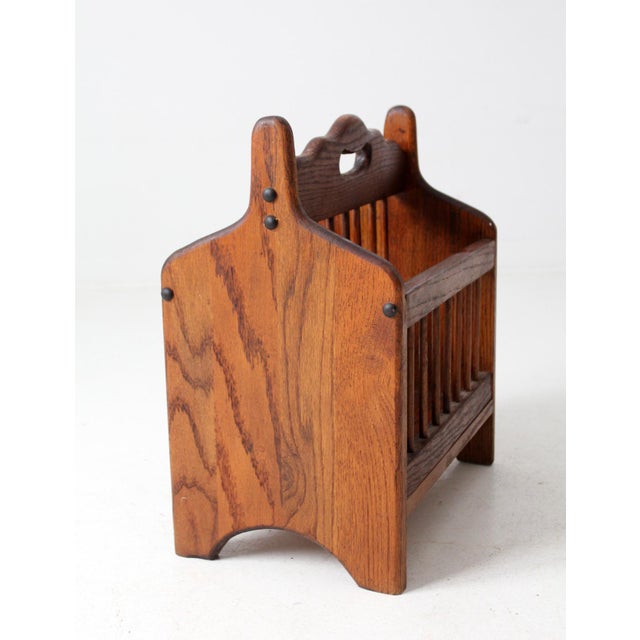 Mid 20th Century Vintage Wooden Magazine Rack For Sale - Image 5 of 11