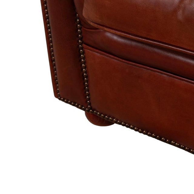 Vintage Chesterfield Leather Three-Seater Brown Sofa For Sale - Image 9 of 16