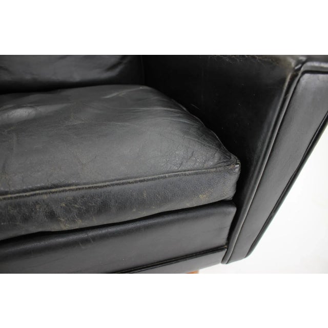 Wood Leather Wingback Lounge Chair, 1970s For Sale - Image 7 of 13