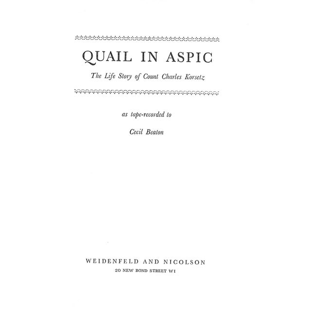 BEATON, Cecil [165] pp. Weidenfeld & Nicolson 1962 8 3/4" x 5 7/8" Jacket designed by 'Beatknik' ‘Hitherto, Count Charles...