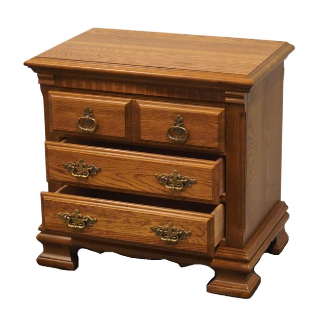 Kincaid Furniture Solid Oak Early American 26" Three Drawer Nightstand 27-141 For Sale In Kansas City - Image 6 of 12