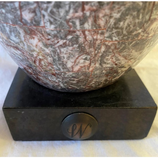 1980s 1980's Decorative Stone Vase Vessel on Black Base For Sale - Image 5 of 6