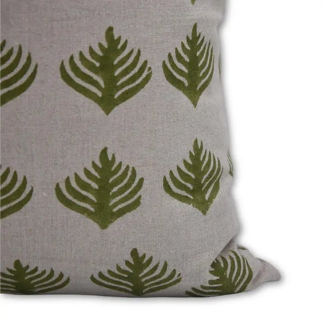 Fabdivine Handmade Block Printed Cushion Cover 22x22 Inch Pure Linen- Pattagobi For Sale - Image 4 of 4