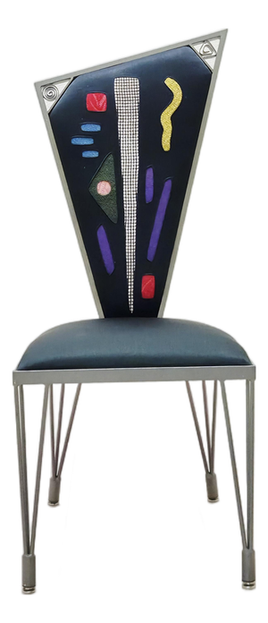 Vintage Memphis Inspired 80s/90s Asymmetrical Steel and Textile Chair