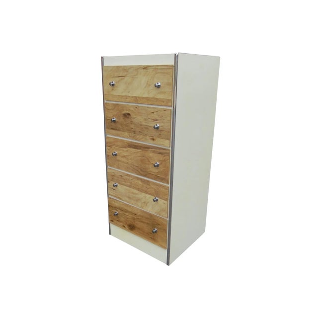 American Vintage Dixie 5-Drawer Lacquer and Wood Tall Dresser With Chrome Accent For Sale - Image 3 of 12