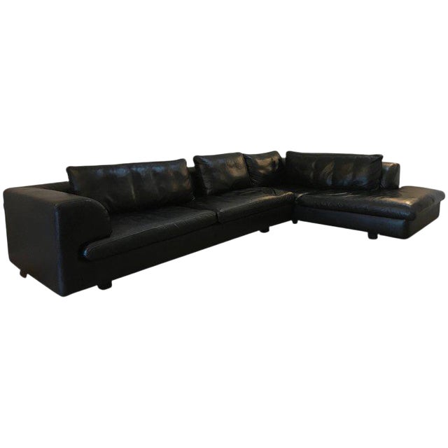 Roche Bobois Black Leather Sectional Sofa Chairish