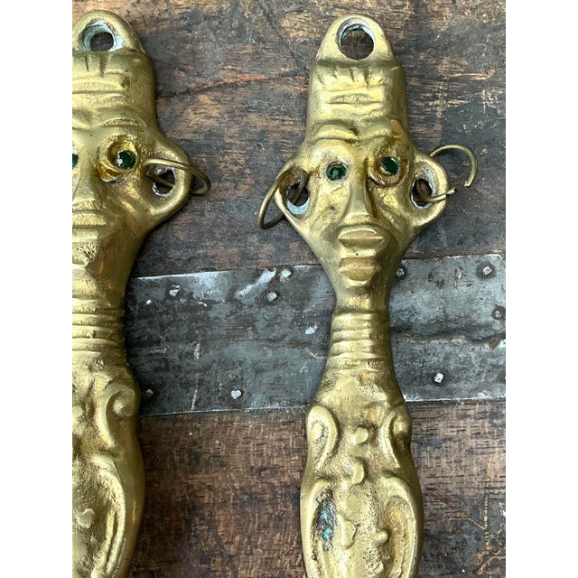 Vintage Brass Tribal Serving Set For Sale - Image 4 of 12
