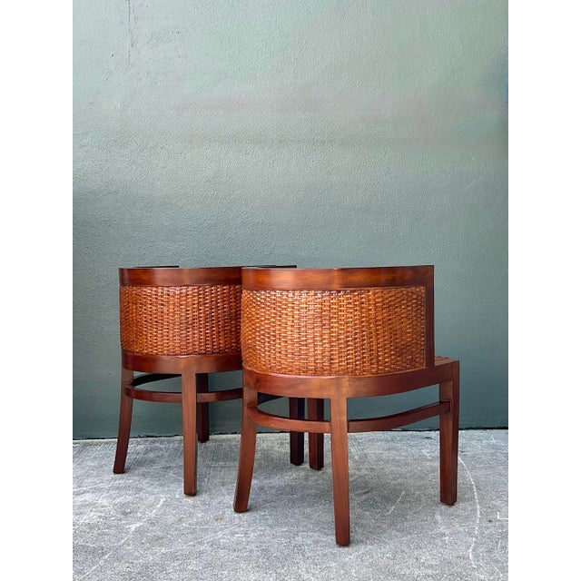 Brown Vintage Ralph Lauren Mahogany Barrel Back Dining Chairs - Set of 2 For Sale - Image 8 of 12