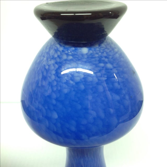 Cobalt Japanese Cased Glass Vase For Sale - Image 4 of 5