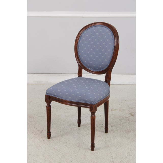 Set of 12 French Louis XVI Mahogany Medallion Back Dining Chairs For Sale - Image 4 of 16