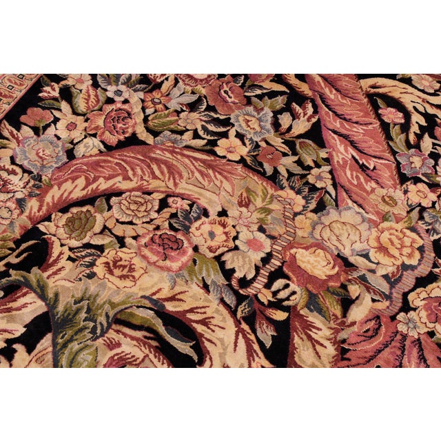 Art Nouveau 1990's Pak-Persian Black/Beige Wool Rug - 9'1'' X 11'3'' For Sale - Image 4 of 9