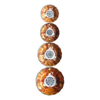 19th Century Japanese Meiji Period Marked Imari Fluted Footed Nesting Bowl Blue Fuku Mark Arita- Set of 4 For Sale