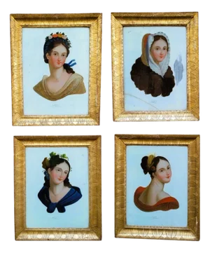 The 4 Seasons Allegories, 19th Century, Prints, Framed, Set of 4