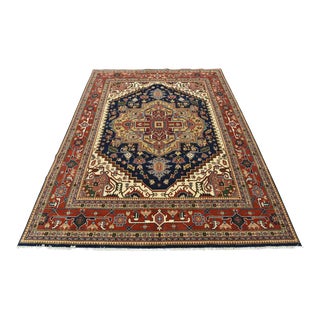 Serapi 11’10” X 14’9” Blue Wool Traditional Hand-Knotted Oriental Rug For Sale