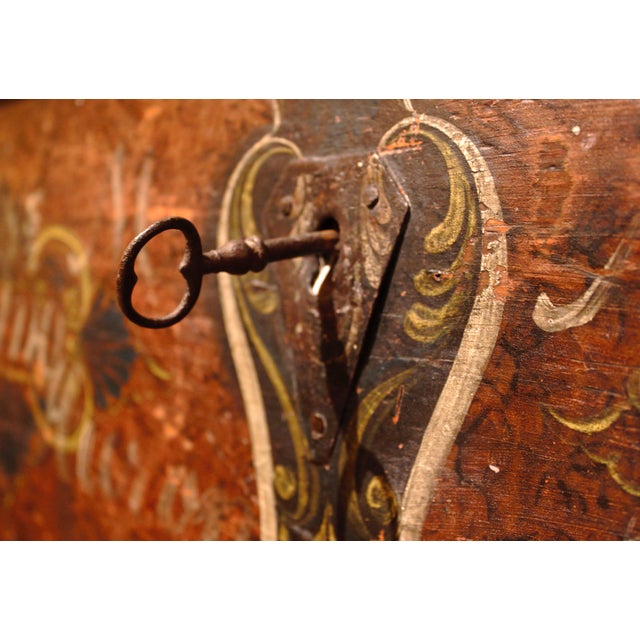 19th Century Antique European Dutch Hand-Painted Dome Top Chest For Sale - Image 13 of 14