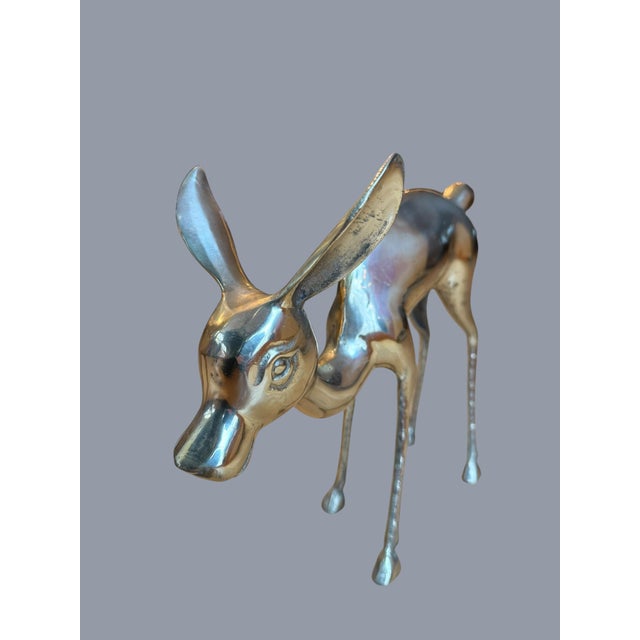 Brass Vintage Solid Brass Large Deer Boho Bambi Fawn Doe For Sale - Image 8 of 11