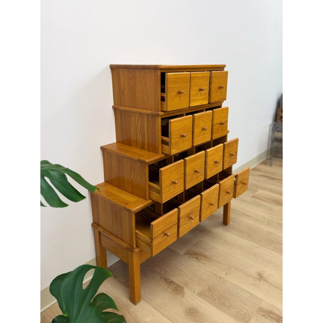 Handmade Vintage Tiered Apothecary Cabinet Fifteen Drawers Antique Style For Sale - Image 12 of 15
