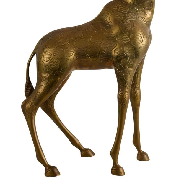 Metal Mid-Century Modern Tall Brass Giraffe Sculpture With Engraved Patterned Surface For Sale - Image 7 of 10