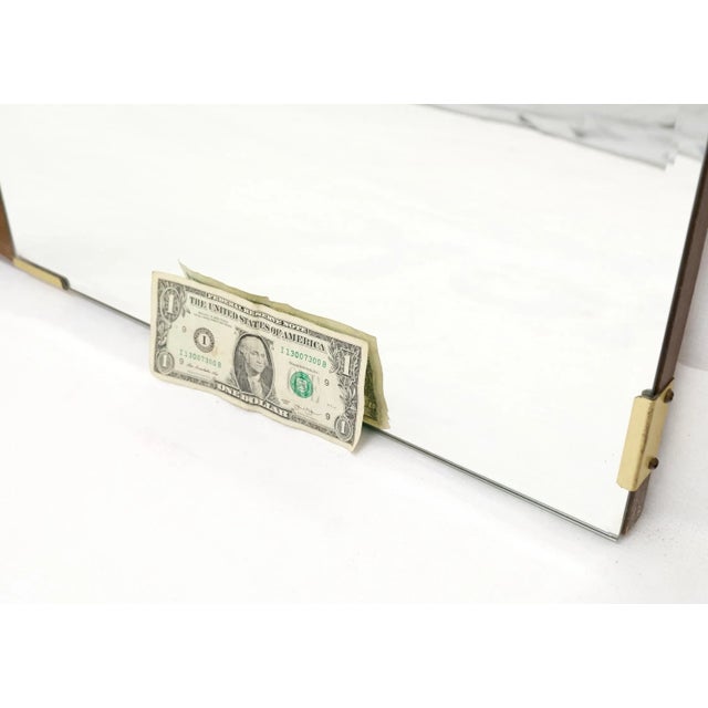 Mid-Century Modern Pair of Mid Century Modern Tripple Beveled Mirrors w/ Walnut Accents For Sale - Image 3 of 13