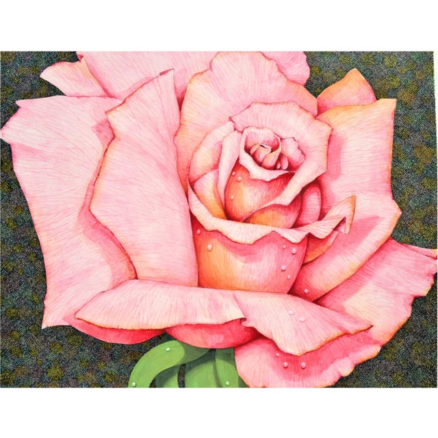 Vintage Rose Illustration -- "Georgia On My Mind" Beautiful and highly detailed illustration of a pink rose on a complex...