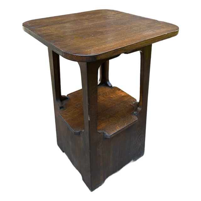 Oak Pagoda Tabouret Side Table Attributed to Charles Limbert C. Early 20th Century For Sale