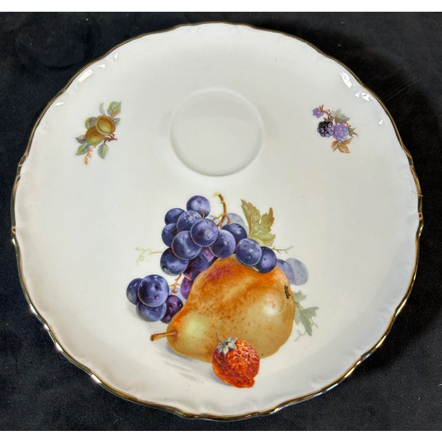 Antique Set of 6 Gold Rimmed Fruit Motif Appetizer Plates Made in Germany For Sale In Philadelphia - Image 6 of 10