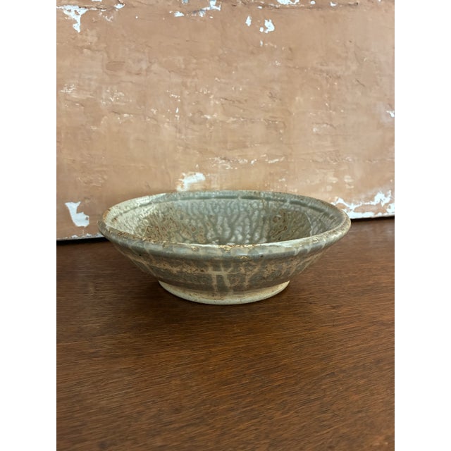 Mid 20th Century Vintage Green Studio Ceramic Pottery Bowl For Sale - Image 5 of 11
