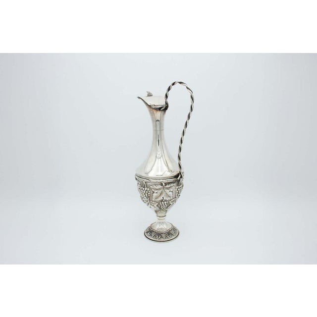 Silver Wine Jug with Curls and Leaves in Relief For Sale - Image 4 of 4