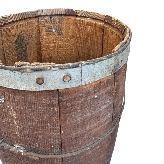 Antique Primitive Wooden Nail Keg Barrel Rustic Farmhouse Country Decor Old 18” For Sale - Image 9 of 13